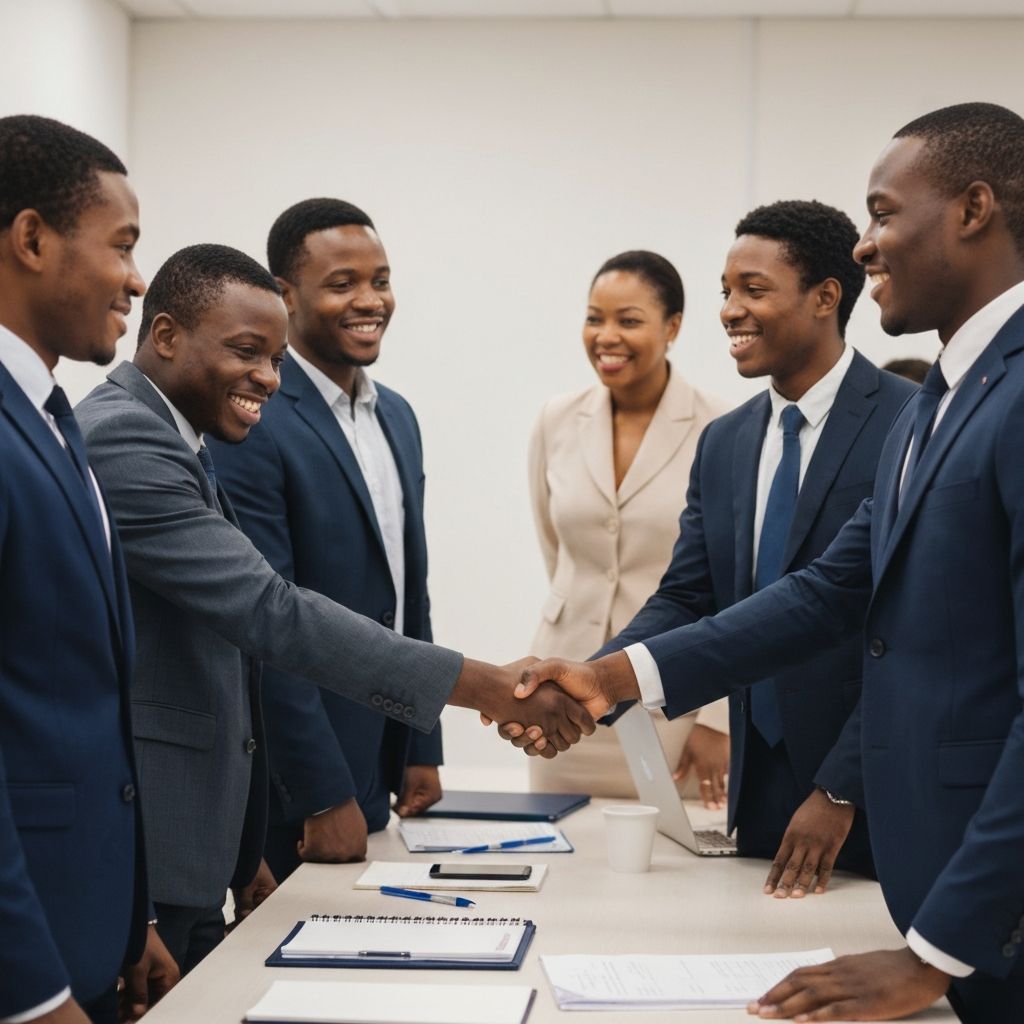Business leaders forming strategic partnerships